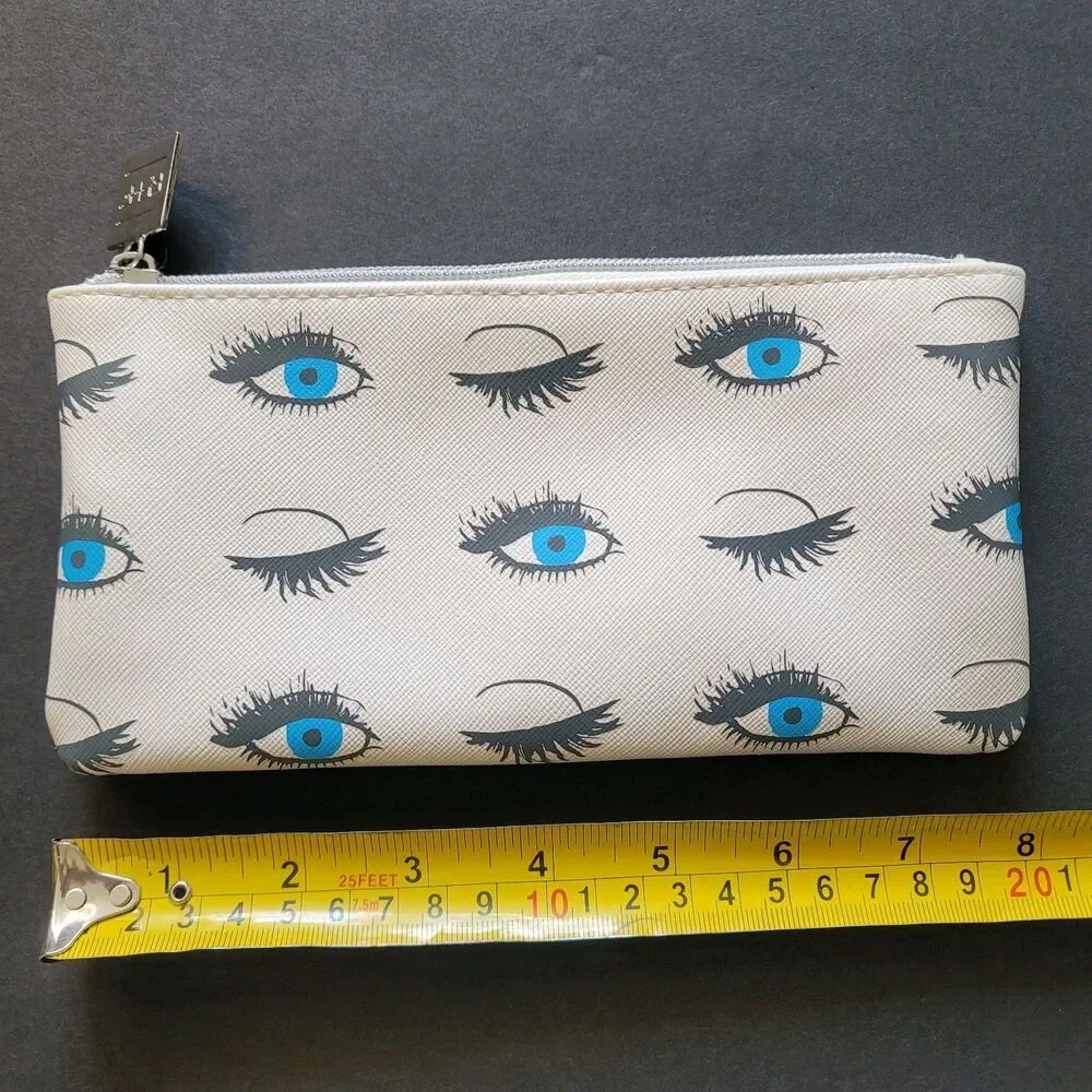 Rodan + Fields Eye Print Cosmetic Bag Zipper Pouch – Faint Pink Stain Shown
